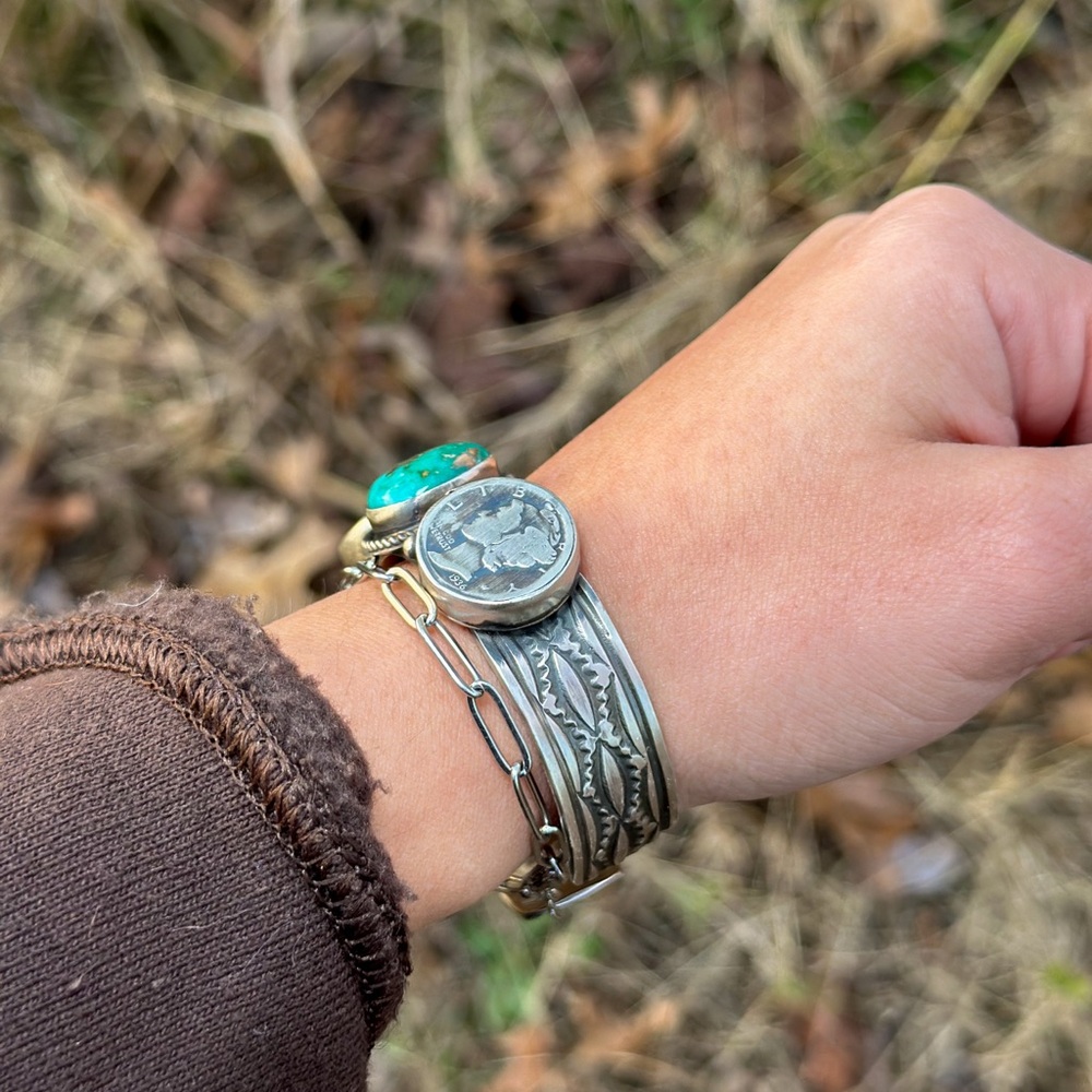 Native Made Kingman Coin Cuff - Picture 4 of 7